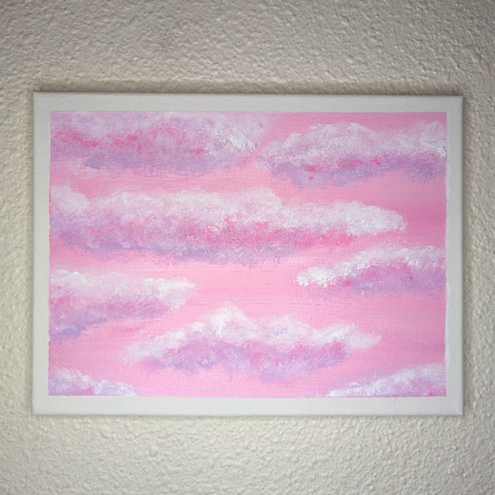 Pink Cloud Acrylic Painting 8.5 x 11 inch